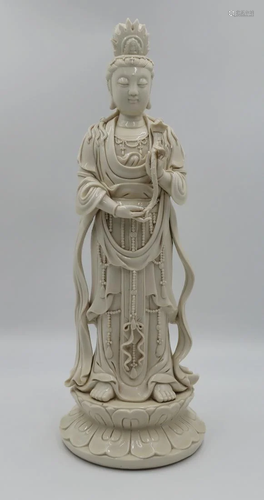 Signed Antique Chinese Blanc de Chine Figure of