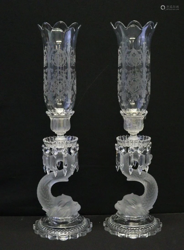 A Pair Of Baccarat Crystal Dauphine Hurricane