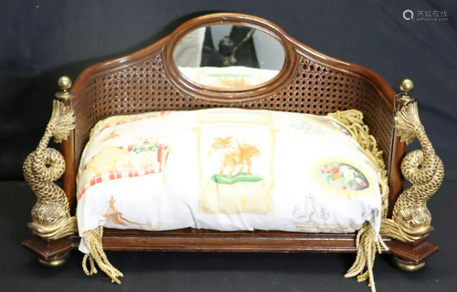 Maitland Smith Carved And Gilt Decorated Dog Bed.