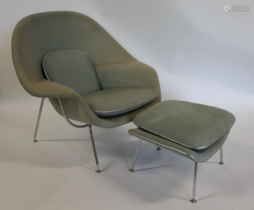 Knoll Signed Saarinen Womb Chair And Ottoman.