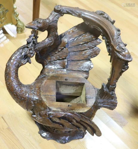 Antique And Highly Carved Italian Swan Chair.