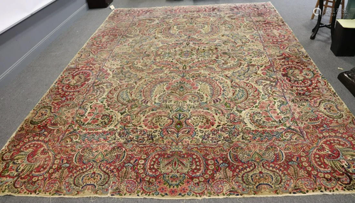 Antique And Finely Hand Woven Kerman Carpet.