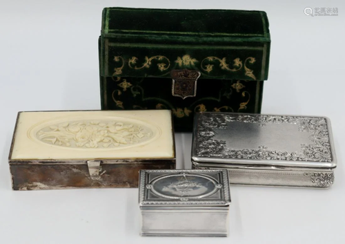 SILVER. Assorted Continental Silver Boxes & Se…