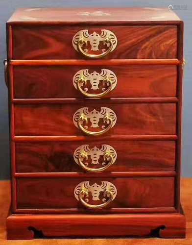 A XIAOYE ZITAN WOOD AUSPICIOUS PATTERN CABINET