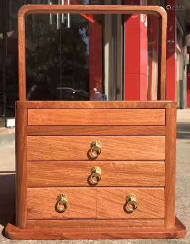 A MYANMAR HUALI WOOD TEA BOX