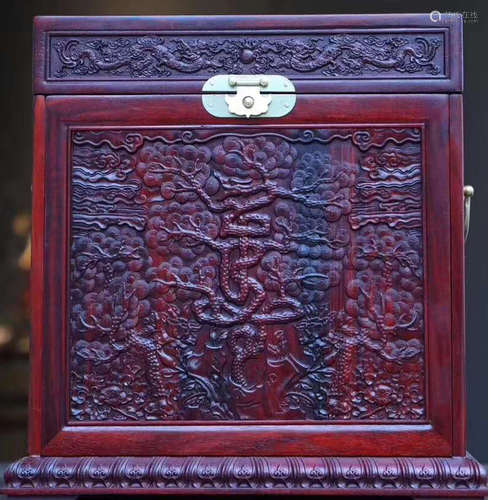 A XIAOYE ZITAN WOOD DRAGON PATTERN BOX