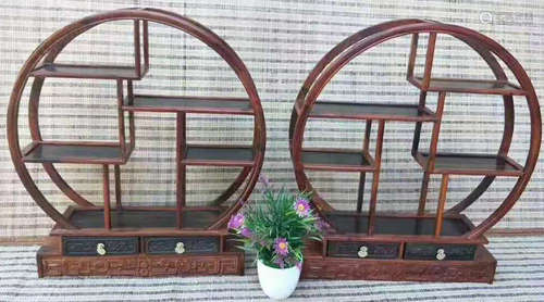 PAIR OF LAOZ SUANZHI WOOD BOGU SHELVES