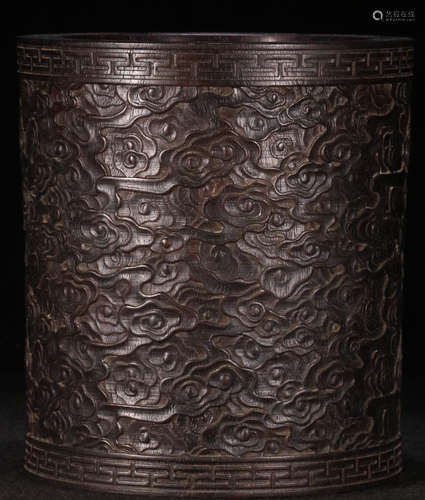 A XIAOYE ZITAN WOOD CARVED BRUSH POT