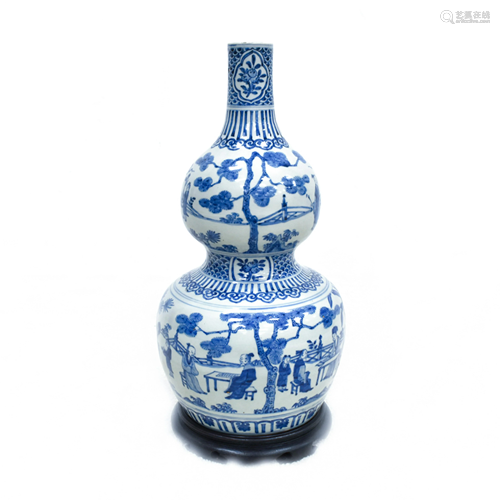 MING BLUE & WHITE DOUBLE GOURD PORCELAIN …