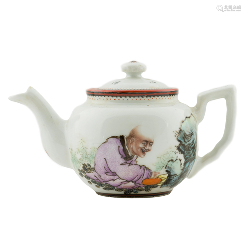 POLYCHROME PORCELAIN TEA POT