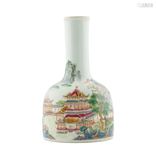 KANGXI FAMILLE ROSE MALLET BOTTLE VASE