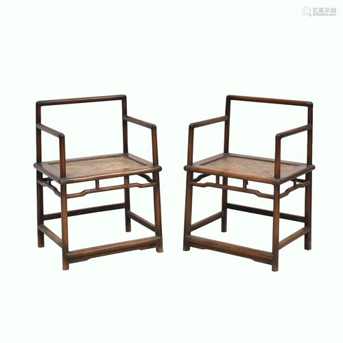 PAIR HUANGHUALI ROSE ARMCHAIRS