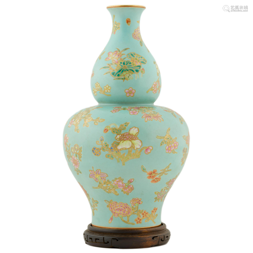 QIANLONG PEACOCK GREEN GLAZED DOUBLE GO…