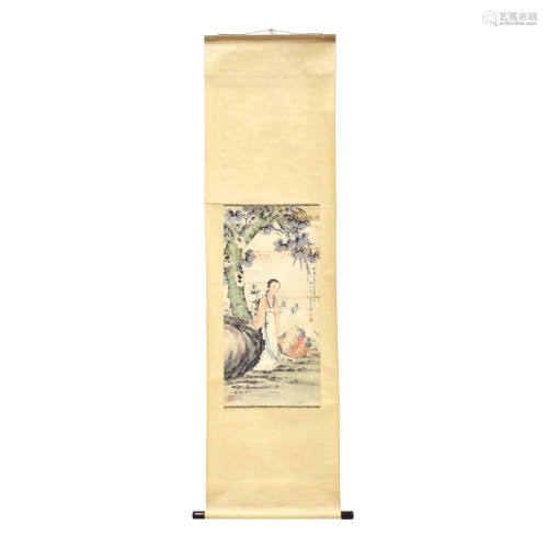 CHINESE PAINTING SCROLL OF FEMALE FIGURE