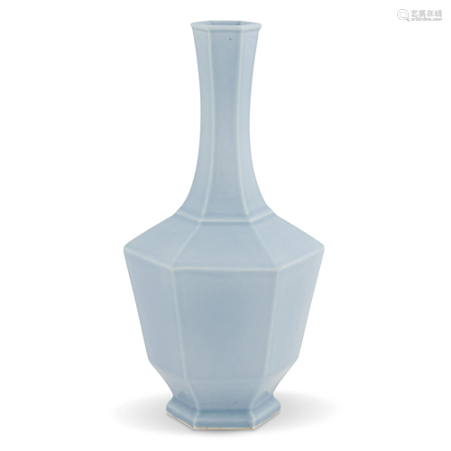 YONGZHENG AZURE GLAZE HEXAGONAL BOTTLE …