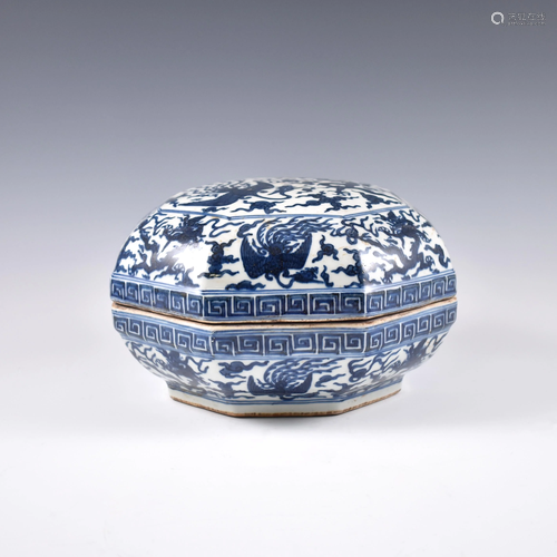 MING WANLI BLUE & WHITE DRAGON OCTAGONA…