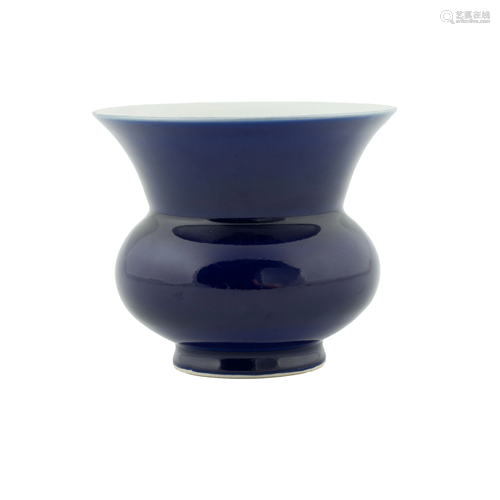 QIANLONG BLUE MONOCHROME ZHADOU VASE