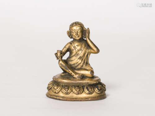 西藏鎏金米拉日巴尊者