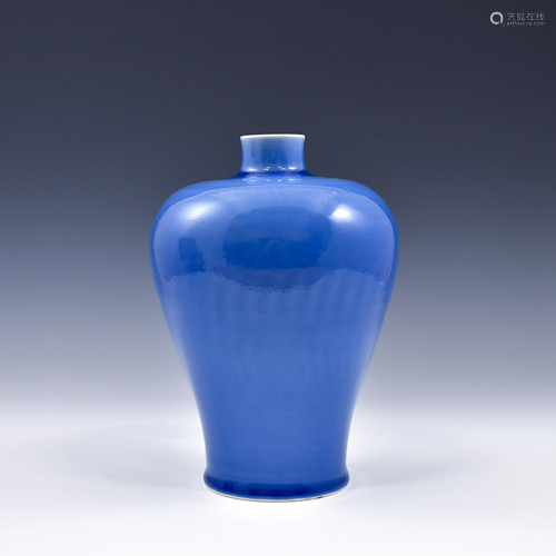 QIANLONG BLUE MONOCHROME MEIPING VASE