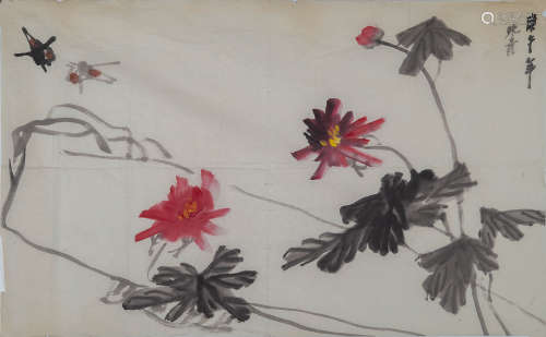 1909-1997 李味青 花卉 镜片  设色纸本