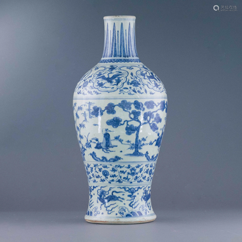 MING BLUE & WHITE ZUN VASE