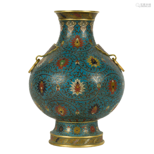 QING GILT BRONZE CLOISONNE ENAMEL VASE