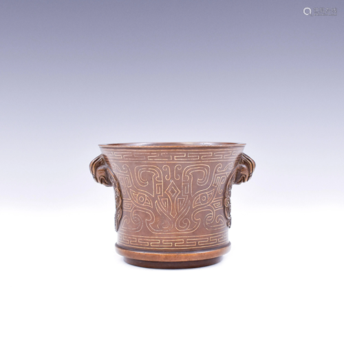 XUANDE TAOTIE MASK BRONZE CENSER