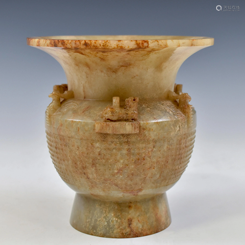 HAN CARVED JADE GU VASE