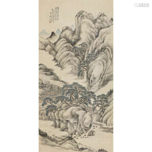 刘宗书（1867-1925） 1922年作 空晴雨林图 设色绢本立轴