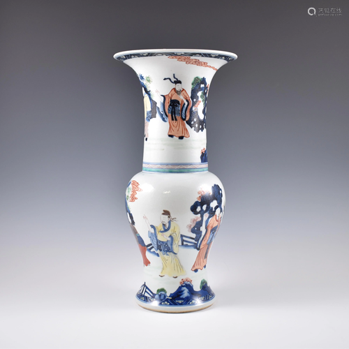 KANGXI WUCAI FIGURINE GU VASE