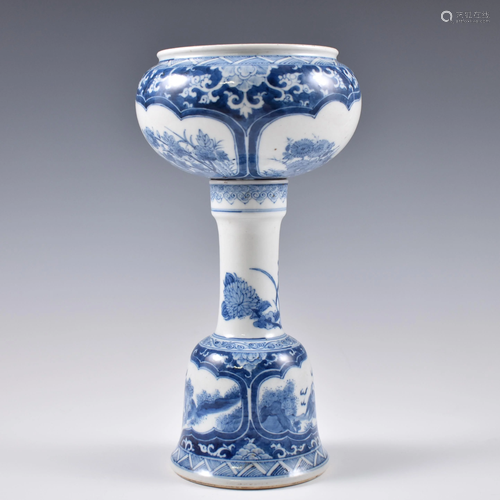 KANGXI BLUE & WHITE PORCELAIN LAMP