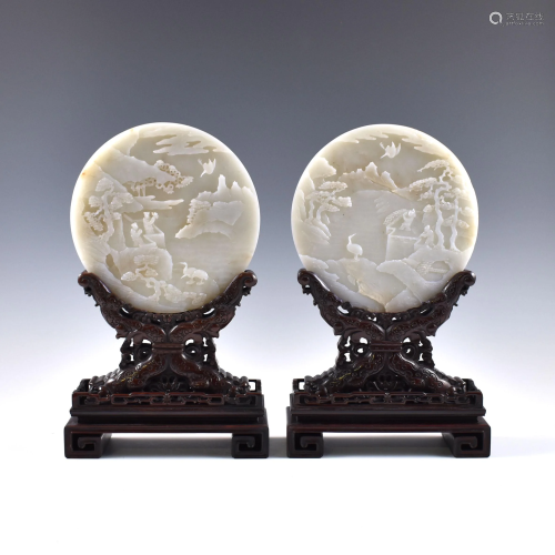 PR CARVED CIRCULAR JADE TABLE SCREENS