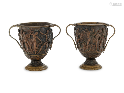 A Pair of Grand Tour Bronze and Copper Handled …