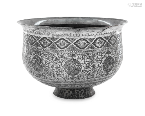 An Islamic Silvered Copper Bowl