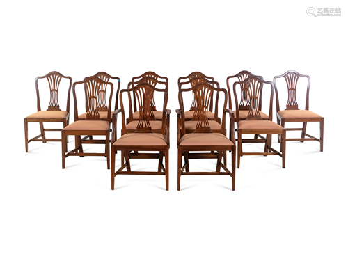 A Set of Twelve Federal Style Mahogany Dining Chairs