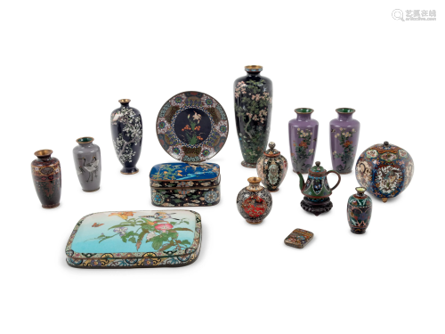 A Group of Japanese Cloisonne Enamel Decorated A…