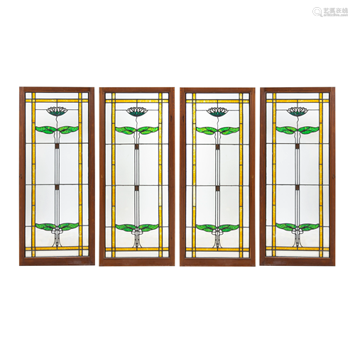 Four American Leaded Glass Windows