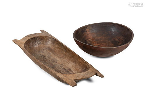 Two Wood Dough Bowls