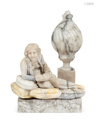 An Italian Alabaster Figural Lamp