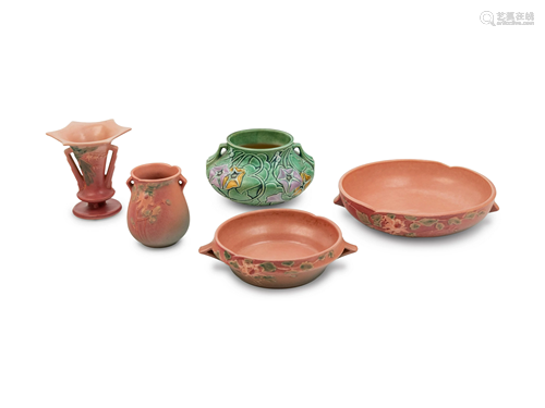 Five Roseville Pottery Vessels