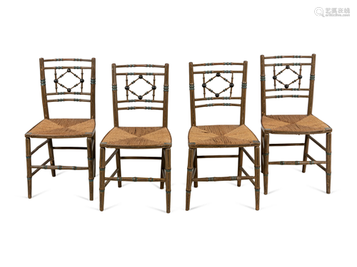 A Set of Four Victorian Style Painted Side Chairs