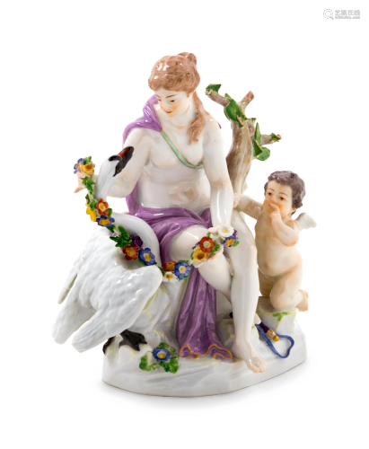 A Meissen Painted Porcelain Figural Group Depict…