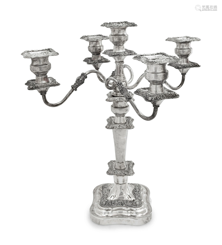 An American Silver-Plate Five-Light Candelabrum