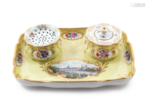 A Meissen Painted and Parcel Gilt Yellow-Ground