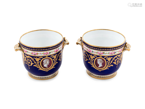 A Pair of Minton Porcelain Cache Pots