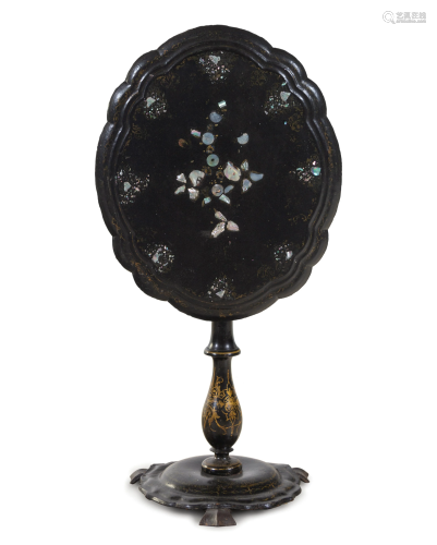 A Victorian Lacquered and Mother-of-Pearl Inlaid