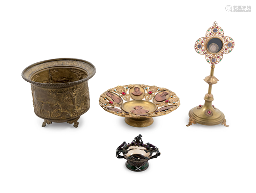 Four Decorative Gilt Metal Articles