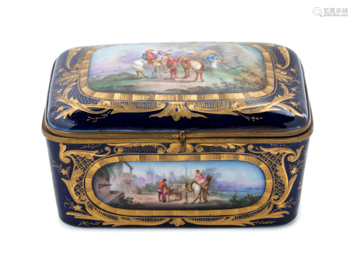 A Sevres Style Gilt Metal Mounted Painted and Parcel