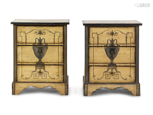 A Pair of Neoclassical Style Painted Nightstands