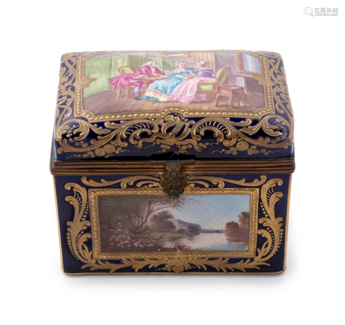 A Sevres Style Painted and Parcel Gilt Porcelain Table